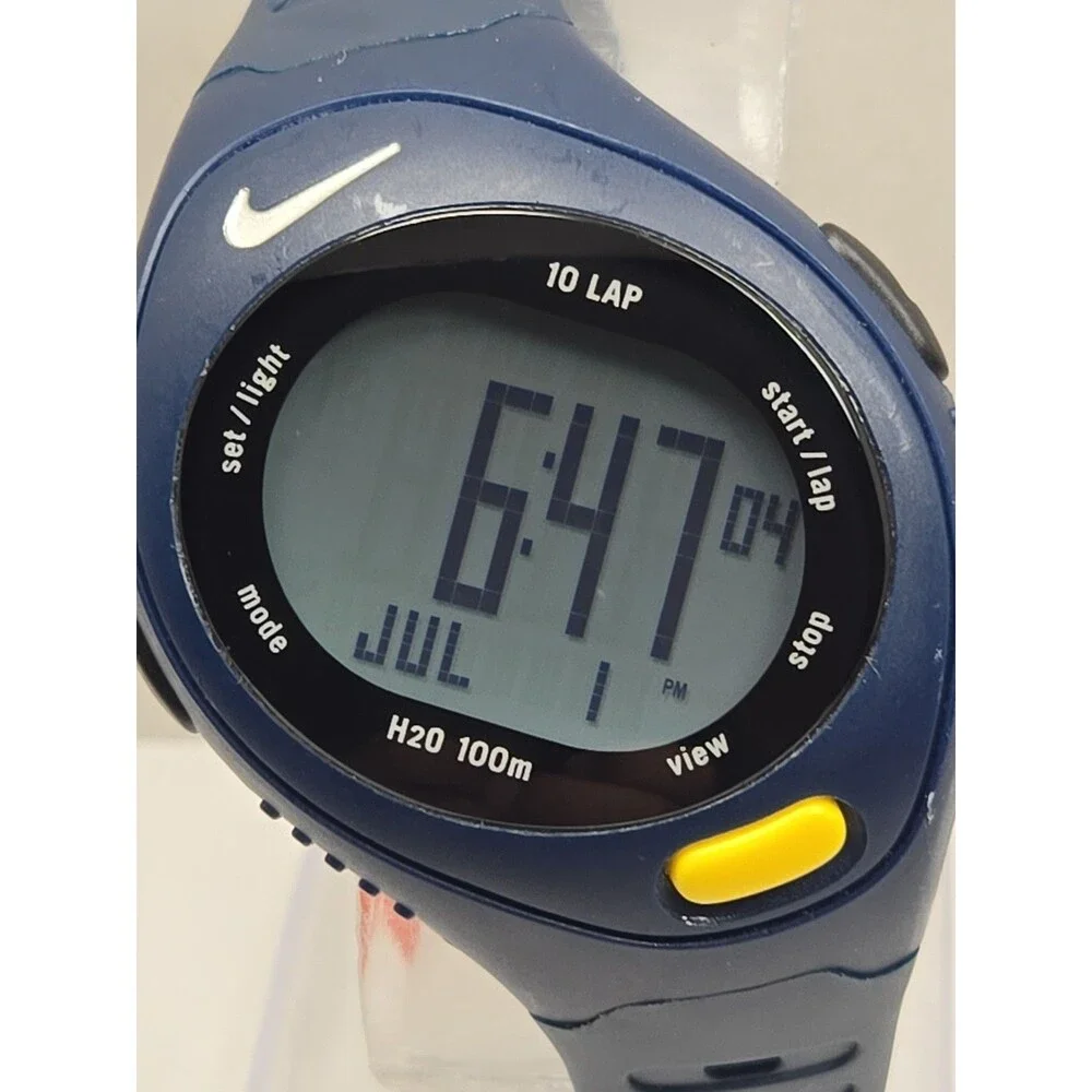 Nike Triax Speed 10 Bowerman WR0125 Blue Digital Watch 100M New Battery Y2K Rare